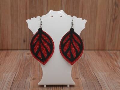 Two Layer Lightweight Faux Leather Dangle Leaf Earrings - image4